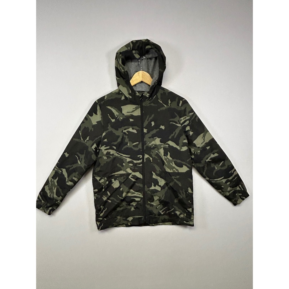Gorpcore Old Navy Boys XL Green Camo Full Zip Hooded‎ Utility Jacket Camouflage